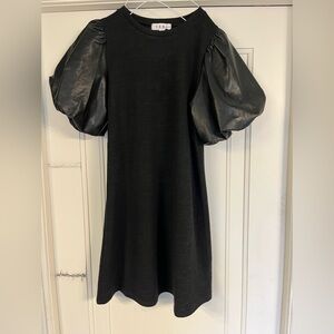 THML Black XS Dress with Puff faux leather Sleeves